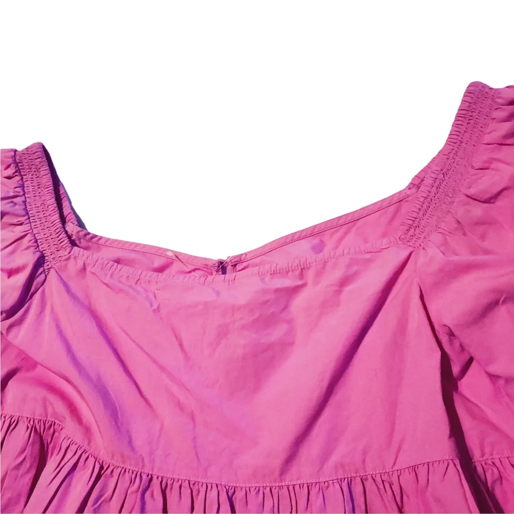 Free People Veronica Poplin Sweetheart Peplum Babydoll Puff Sleeve Blouse - Picture 5 of 15